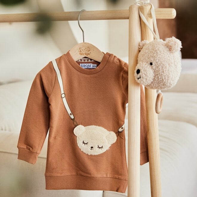 Dirkje girls sweatdress brown teddy bear