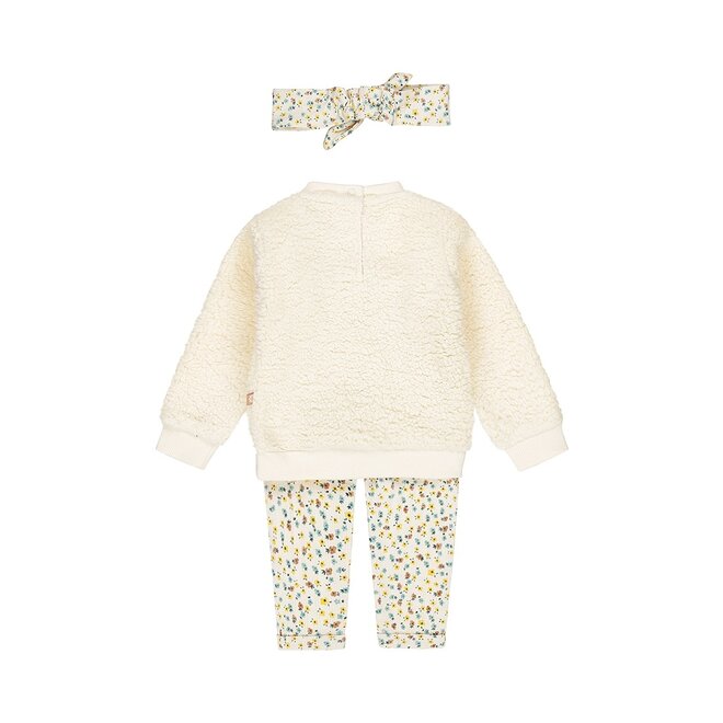 Dirkje girls set jumper trousers hairband off white teddy