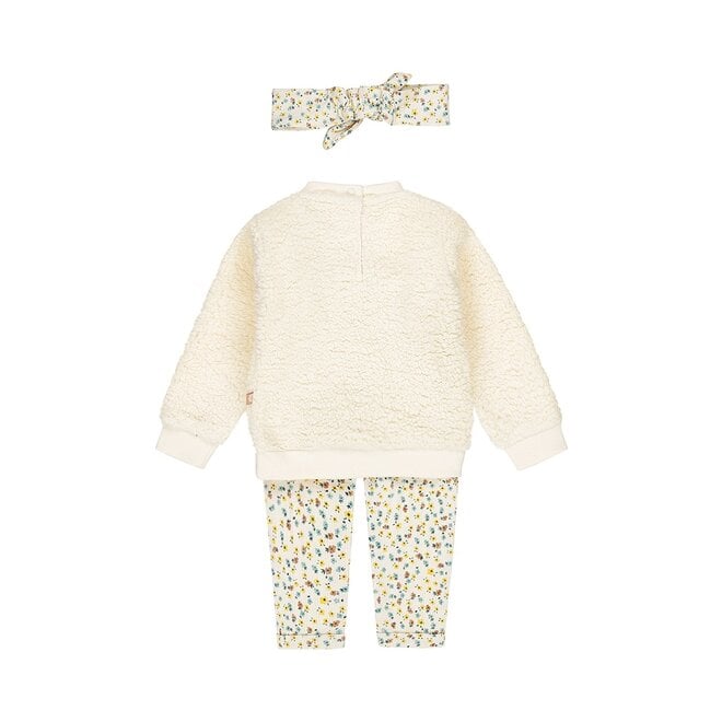 Dirkje meisjes set sweater broek haarband off white teddy