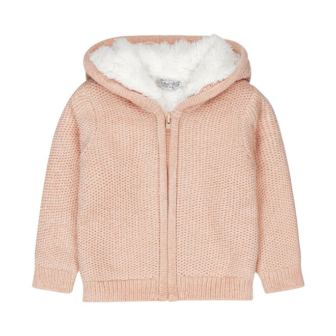 Dirkje Mädchen Strickjacke altrosa Kapuzenpulli teddy