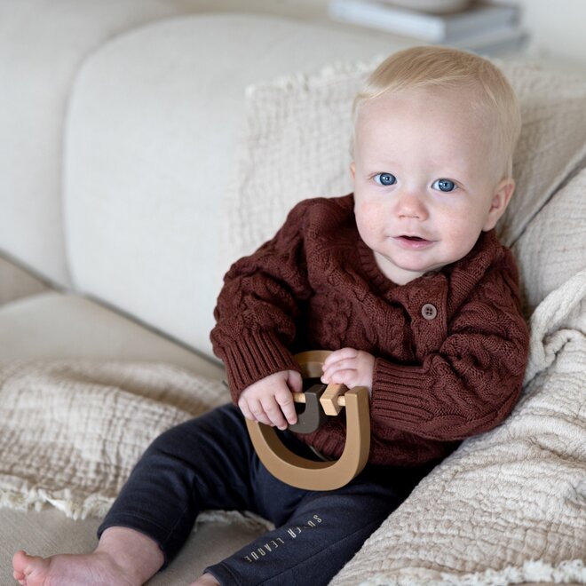 Dirkje boys jumper brown knitted buttons