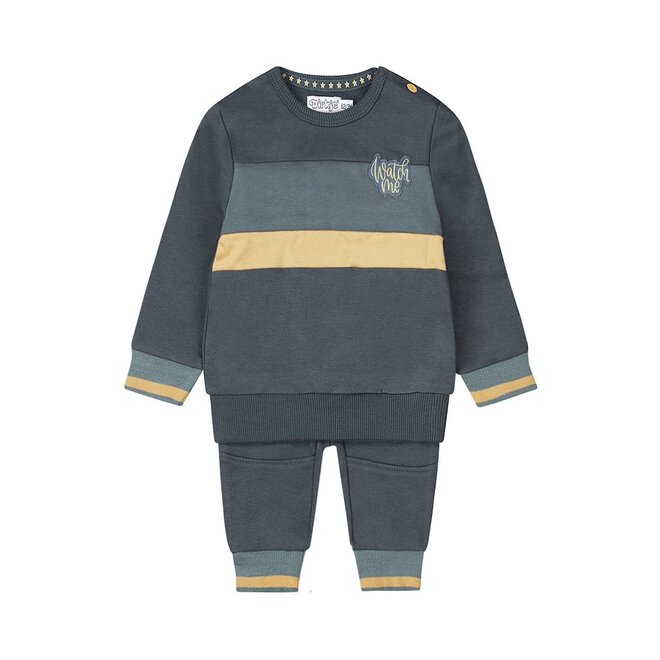 Dirkje jongens baby set sweater joggingbroek staalblauw