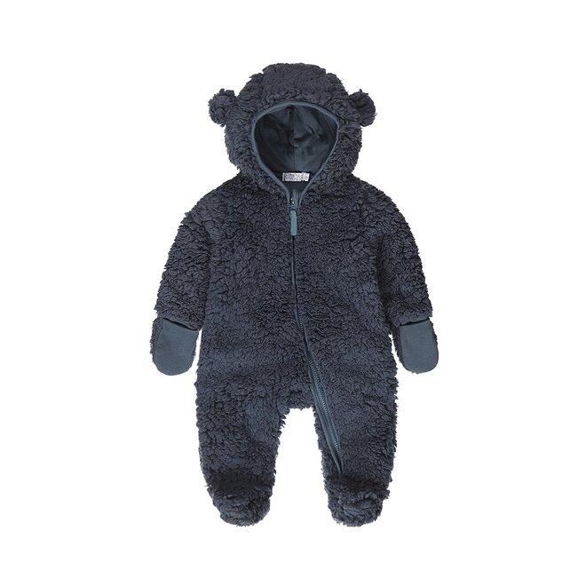 Dirkje boys snowsuit steel blue hooded teddy