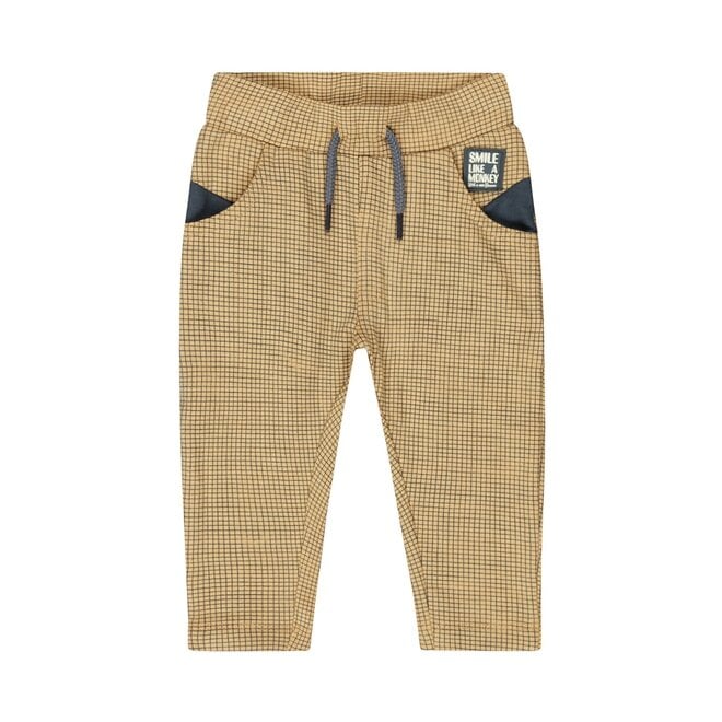 Dirkje boys sweatshirt camel checkered steel blue