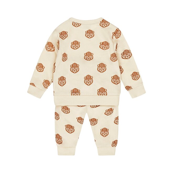 Dirkje boys baby set jumper trousers sand colour bear