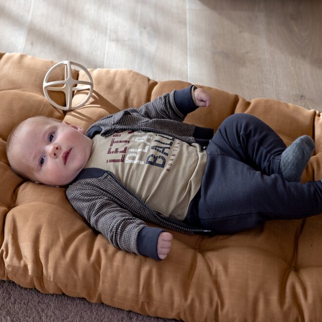 Dirkje boys baby set shirt cardigan trousers grey pied de poule