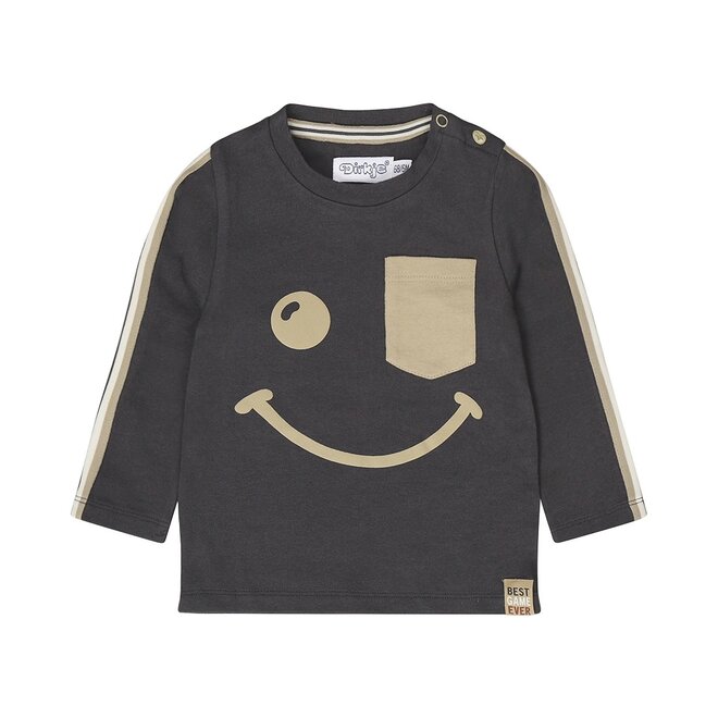 Dirkje boys longsleeve grey smiley chest pocket