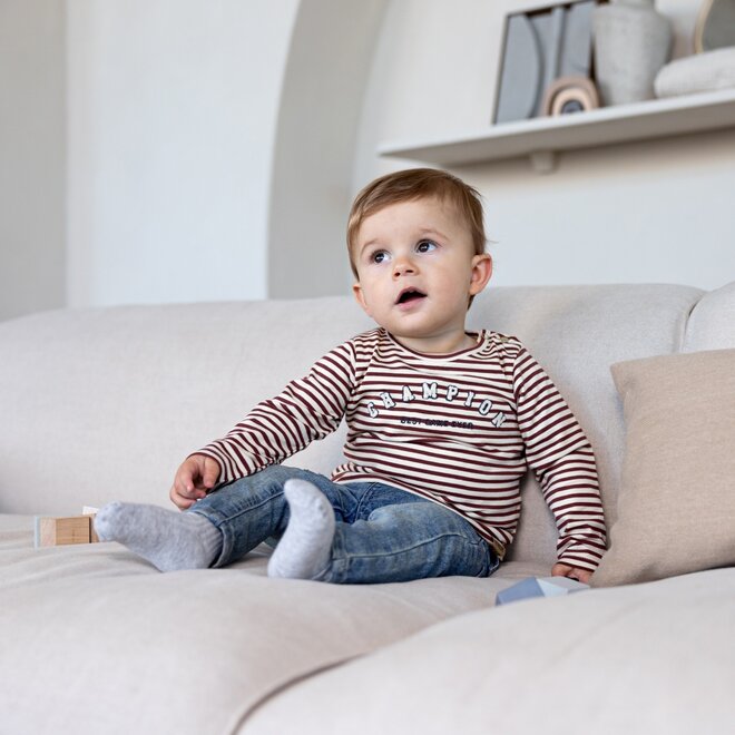 Dirkje boys longsleeve soft red off white striped