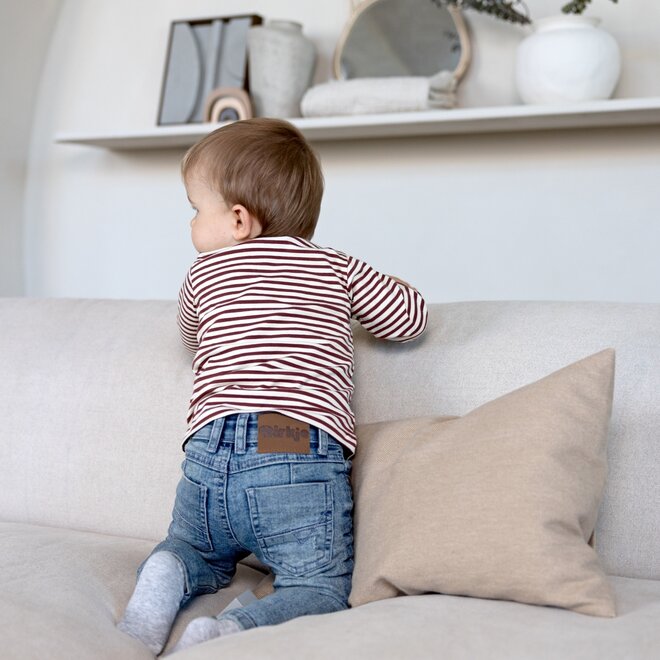 Dirkje boys longsleeve soft red off white striped