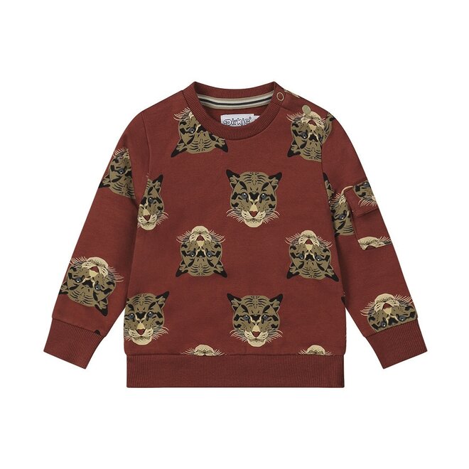 Dirkje boys jumper soft red tiger print