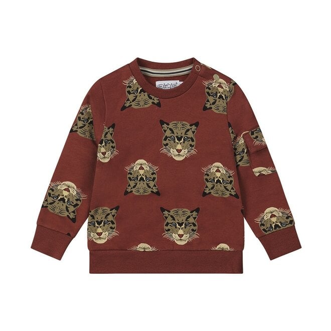 Dirkje jongens sweater zachtrood tijgerprint