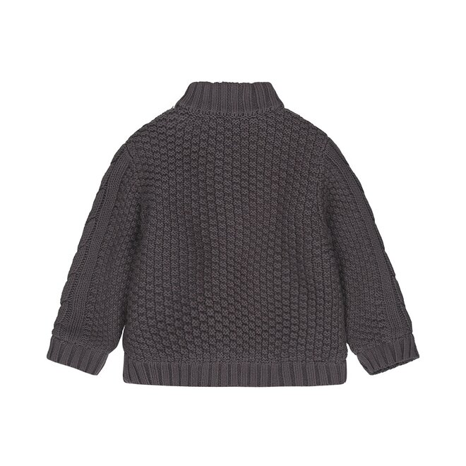 Dirkje boys cardigan grey knitted buttons high collar