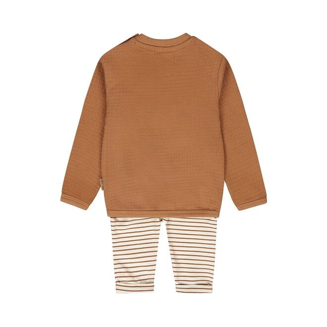 Dirkje boys baby set longsleeve trousers brown striped