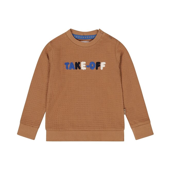 Dirkje Jungen Pullover braun Waffelstoff Teddy Details