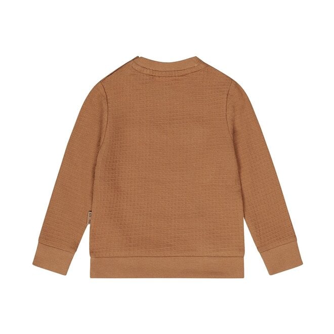 Dirkje jongens sweater bruin wafelstof teddy details