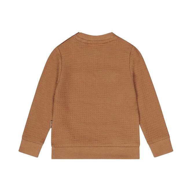 Dirkje Jungen Pullover braun Waffelstoff Teddy Details