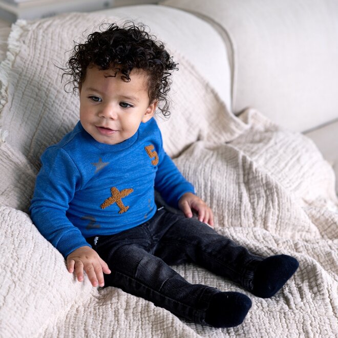 Dirkje boys jumper cobalt blue teddy details