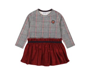 Dirkje meisjes jurk donkerrood velours geruit Dirkje Dirkje Baby Kidswear