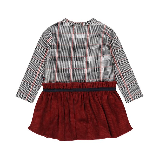 Dirkje girls dress dark red velour checkered