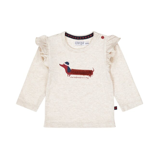 Dirkje Mädchen Longsleeve beige grau dachshund