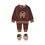 Dirkje Jungen Set Pullover Hose Hausschuhe braun Walross