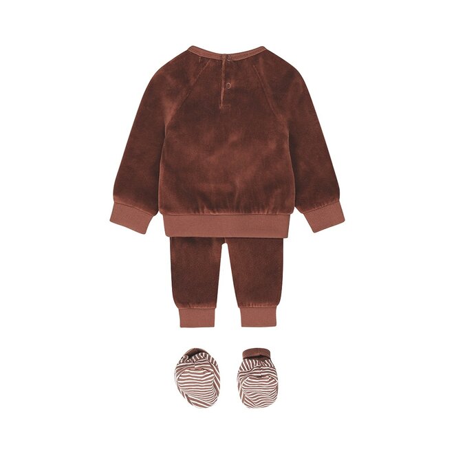 Dirkje Jungen Set Pullover Hose Hausschuhe braun Walross