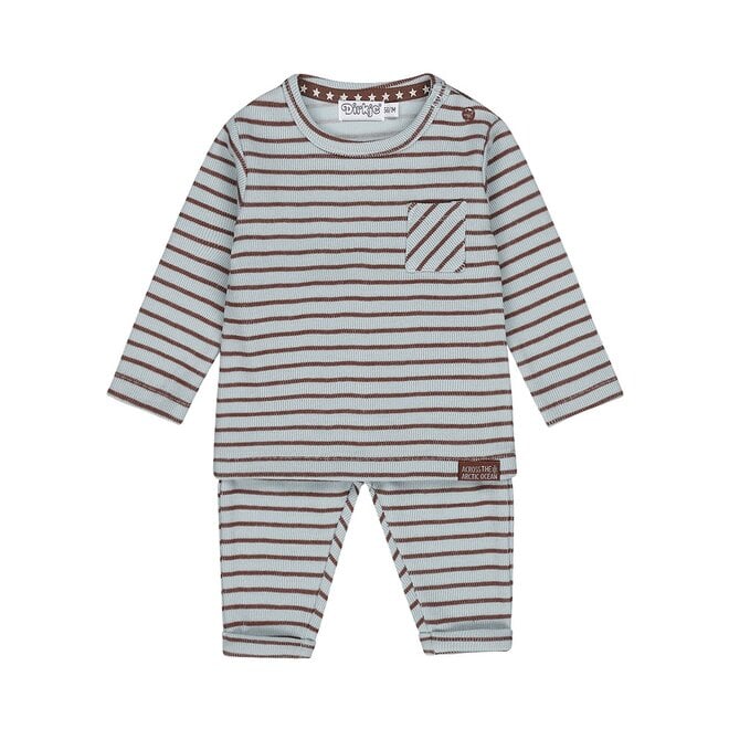 Dirkje jongens baby set shirt broek lichtblauw gestreept