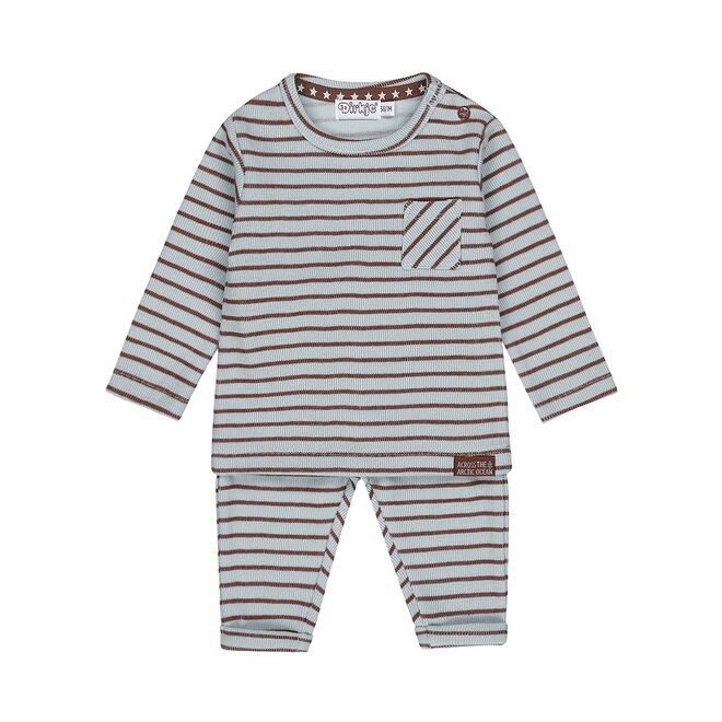 Dirkje jongens baby boxpakje lichtblauw bruin gestreept Dirkje Dirkje Baby Kidswear