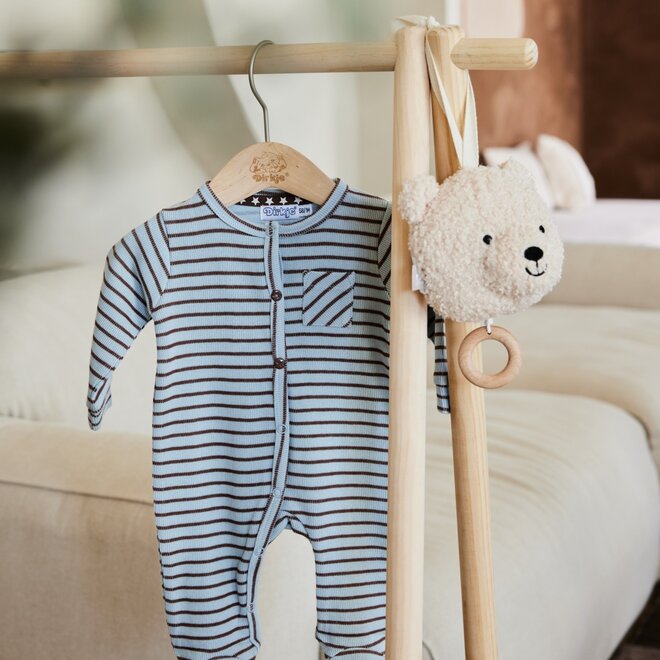 Dirkje boys baby suit light blue brown striped