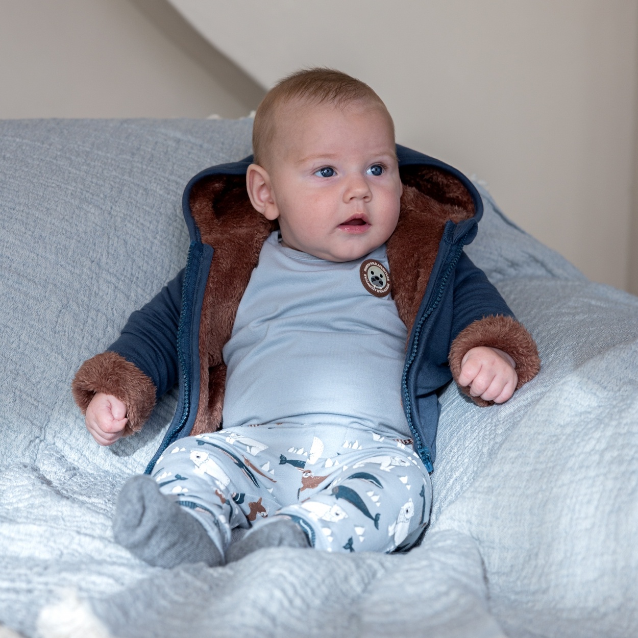 Dirkje jongens baby set shirt vest broek petrol lichtblauw Dirkje Dirkje Baby Kidswear