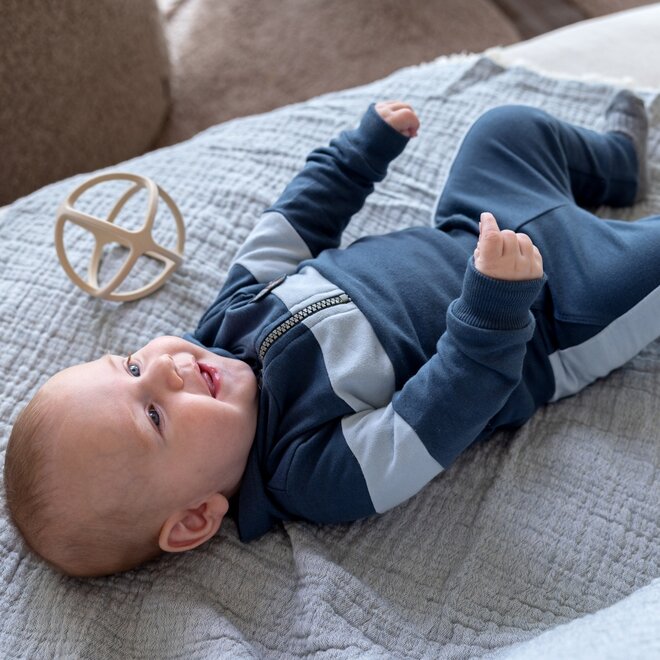 Dirkje jongens set hoodie joggingbroek petrol lichtblauw