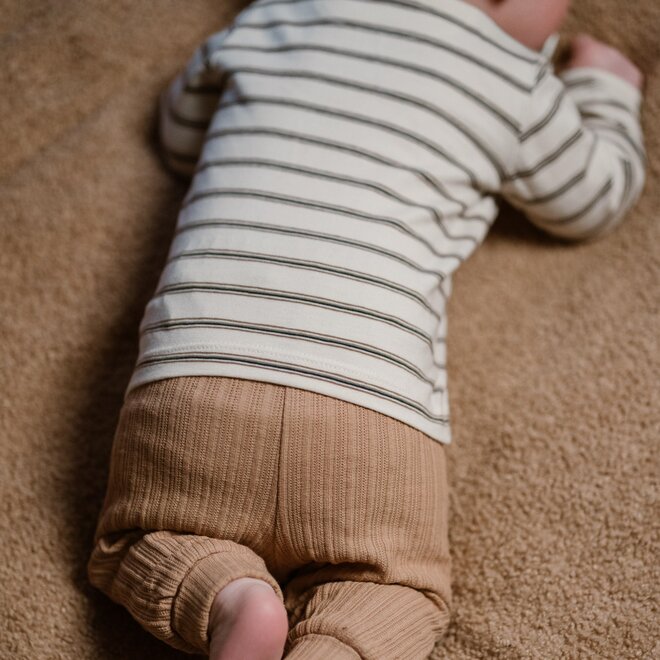 Dirkje boys baby organic longsleeve off white brown striped