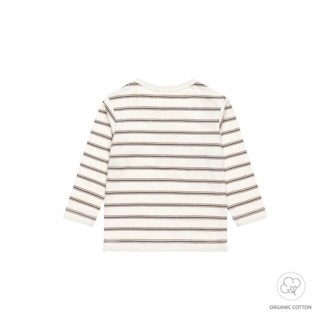 Dirkje boys baby organic longsleeve off white brown striped