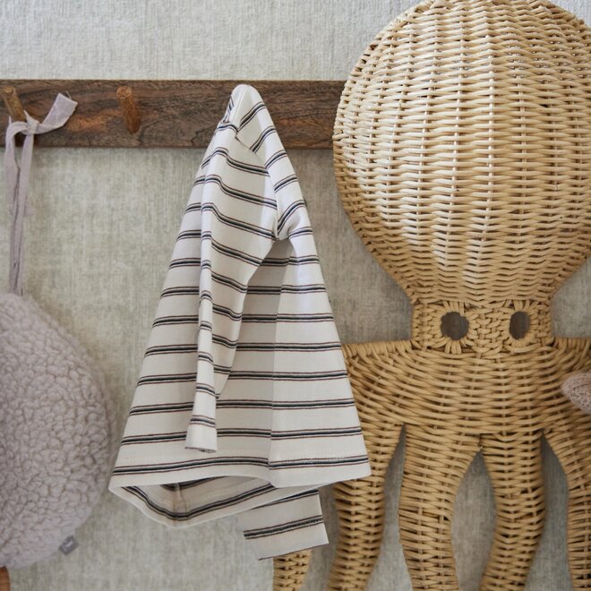 Dirkje boys baby organic longsleeve off white brown striped