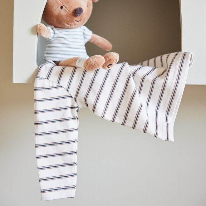 Dirkje boys baby organic longsleeve off white brown striped