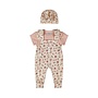Dirkje meisjes baby set tuinbroek T-shirt mutsje koraalroze