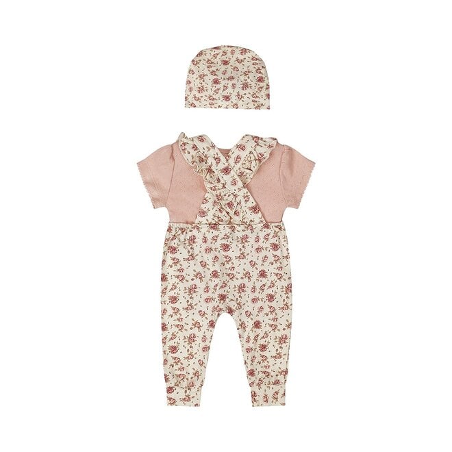 Dirkje Mädchen Baby Set Latzhose T-shirt Hut korallenrosa