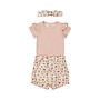 Dirkje meisjes baby set romper shorts haarband koraalroze