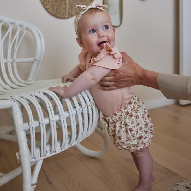 Dirkje Mädchen Baby Set Strampler Shorts Haarband korallenrosa