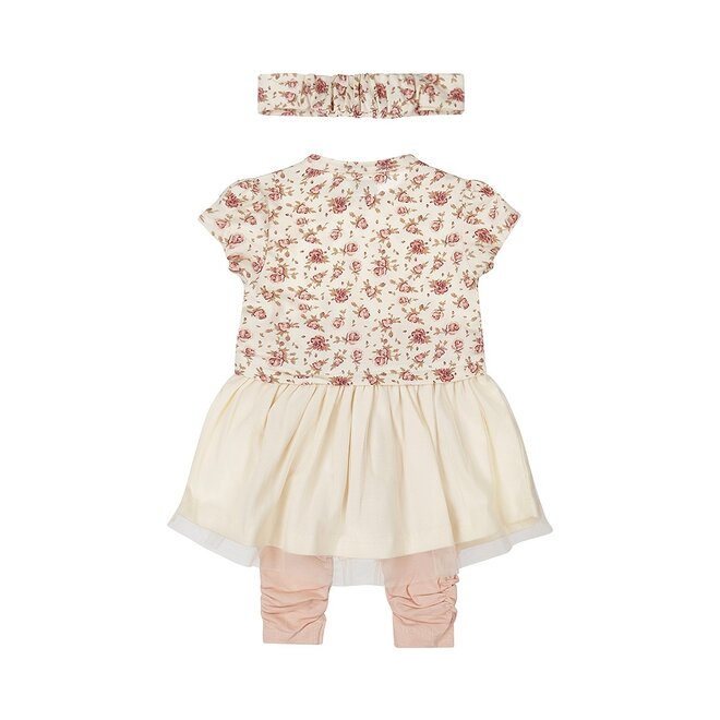 Dirkje girls baby set dress legging hairband coral pink