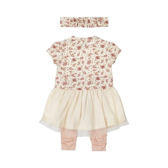 Dirkje meisjes baby set jurk legging haarband koraalroze