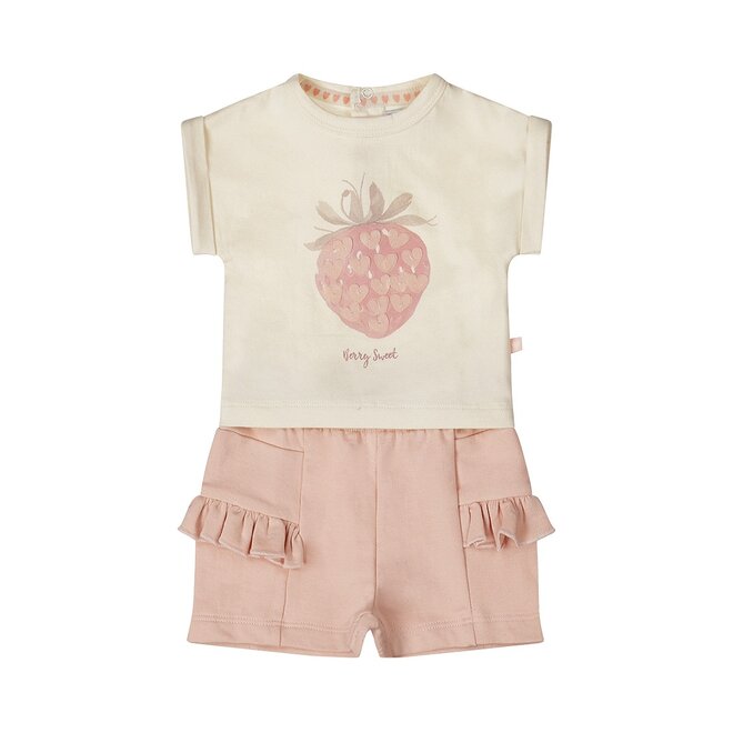 Dirkje girls set T-shirt shorts coral pink strawberry