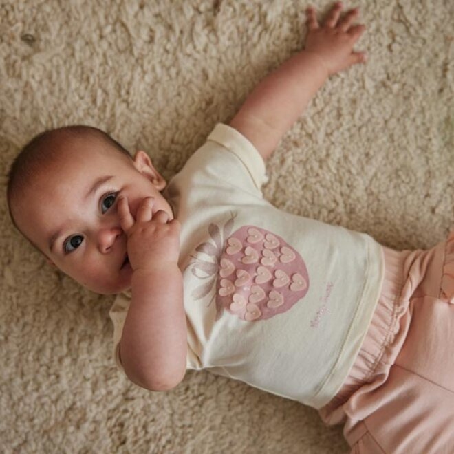 Dirkje meisjes set T-shirt shorts koraalroze aardbei