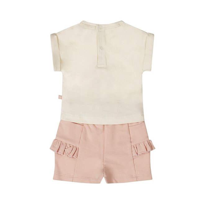 Dirkje girls set T-shirt shorts coral pink strawberry
