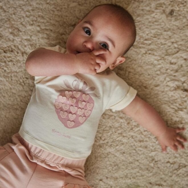 Dirkje Mädchen Set T-shirt Shorts korallenrosa Erdbeere