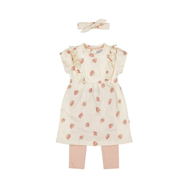 Dirkje Mädchen Baby Set Kleid Leggings Haarband off white