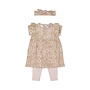 Dirkje meisjes baby set jurk legging haarband lichtroze bloem