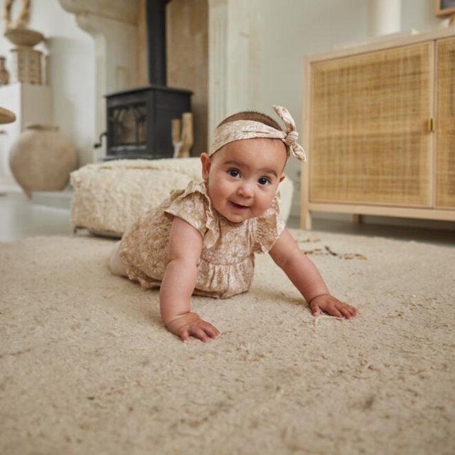 Dirkje meisjes baby set jurk legging haarband lichtroze bloem