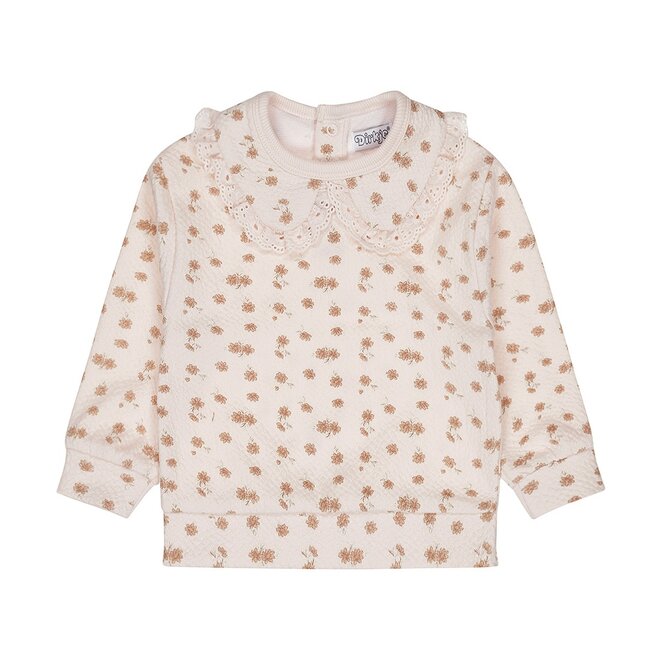 Dirkje girls jumper light pink flower collar