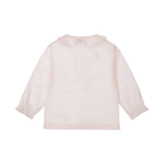 Dirkje meisjes blouse lange mouw lichtroze kraag 100% katoen